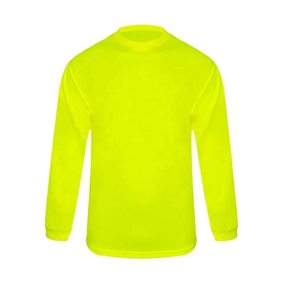 High visibility Clothing Breathable Dry Fit Shirts Reflective Safety green Security Work Construction Shirts with custom logo