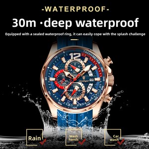 นาฬิกาข้อมือผู้ชาย POEDAGAR <span class=keywords><strong>898</strong></span> สำหรับเล่นกีฬา กันน้ำ 30 เมตร สายซิลิโคนเรืองแสง กระจกมิเนอรัล ควอตซ์มัลติฟังก์ชั่น - Product Image 3