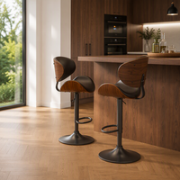 Tabouret de bar pivotant en cuir rustique avec base en acier réglable en hauteur, pour usage commercial, salle à manger et hôtel