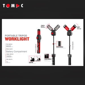 Luz de Trabajo LED TOMAC de 7000 Lúmenes y 18V, Soporte de Trípode Compatible con Baterías Makita, DeWalt, Milwaukee, <span class=keywords><strong>Bosch</strong></span>, Metabo y Stanley - Product Image 2
