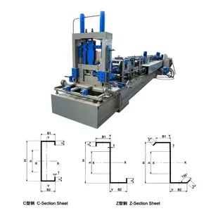 Tam otomatik Model değişikliği Cz değiştirilebilir Purline çatı metali damızlık soğuk aşık rulo şekillendirme makinesi