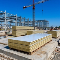 Panneau sandwich pour toiture industrielle en laine de roche ignifuge GLOSTAR CE/ISO A1, isolation thermique 50 mm 75 mm, pour bâtiments publics et industriels