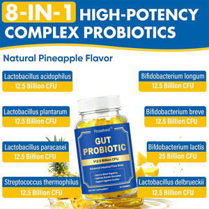 Gomitas Veganas 8 en 1 de Marca Privada, Sin Azúcar, con Sabor Natural a Piña, Suplemento de Fibra Dietética, Prebiótico y Probiótico para la Salud Intestinal - Product Image 2