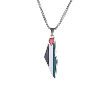 En promotion : Collier pendentif unisexe en acier inoxydable avec carte de Palestine vintage, motif goutte d'huile, sur cordon, style mode et personnalité, pour le marché international.