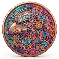Pièce de monnaie en cuivre pur 999 de 5 oz, style punk, aigle coloré, série animale en relief, édition de collection 3D