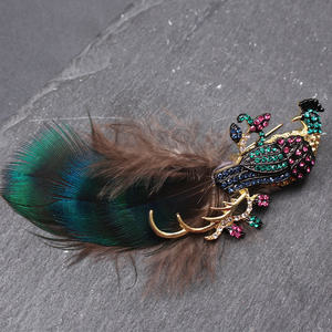 Broche de Pluma de Pavo Real de Imitación, Elegante, de Lujo Ligero y a la Moda - Product Image 5