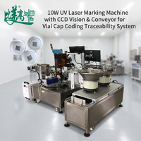 Machine de marquage laser UV CNC automatique BMG 10W avec vision CCD et système intégré de codage/traceabilité des bouchons de flacons sur convoyeur