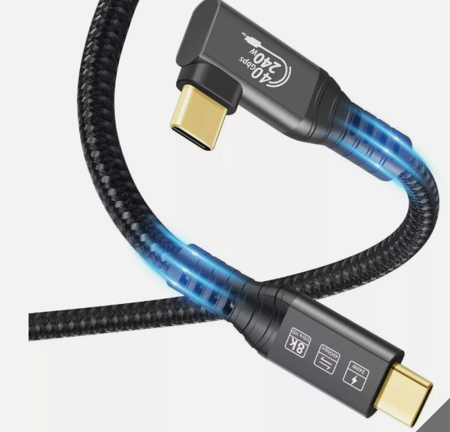 90 Degree 8K60hz 40Gbps PD3.1 QC4.0 240W 48V 5A Fast Charging Type-C Cable USB Type C USB3.2 Gen2 USB-C Cable for Mobile Phone