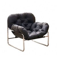Fauteuil de salon moderne en tissu avec dossier réglable et structure en acier, idéal pour salon et coin détente