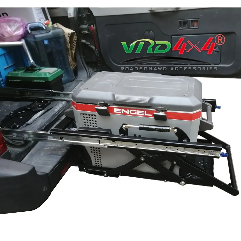 キャンプドロップダウンチルトカー50L-80LキャラバントレーラーRV冷蔵庫ドロップダウンプラットフォーム用に特許取得済みの冷蔵庫スライド