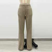 Ensemble 2 pièces tricoté tendance beige avoine pour femme : sweat à capuche oversize et pantalon, tenue décontractée douce et chaude, survêtement de détente, vente en gros
