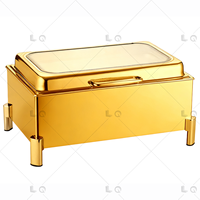 Chauffe-Plat Buffet Moderne de Luxe en Acier Inoxydable, Chauffage Électrique/Gaz, 9L, avec Couvercle Rabattable