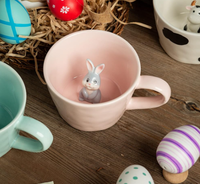 Großhandel Hengfei Keramik Porzellan Steinzeug 3D Hasen-Becher mit individuellem Logo, versteckter Hase, Oster-Kaffeetasse, spülmaschinen- und mikrowellengeeignet
