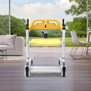 Chaise de transfert pliable moderne pour patients avec siège et dossier jaunes, capacité de 150 kg, pour usage domestique - Product Image 1