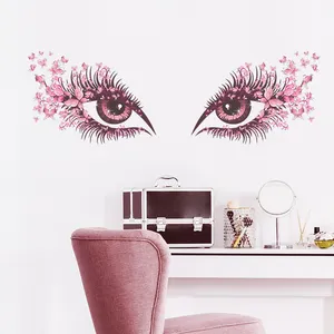 Calcomanía de pared de Ojos de belleza de vinilo, calcomanías grandes de salón de belleza, murales de pestañas, tienda de maquillaje, decoración del hogar para dormitorio de mujeres y niñas