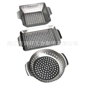 Stainless Steel Square Grilling Pan Perforated Drip <b>Tray</b> For <b>BBQ</b> Oven Vegetable Strainer HX-T001 - Product Image 3