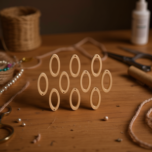 Accessorio ovale in legno ILAN 25x13mm 10 pezzi per lavori artigianali - Product Image 2