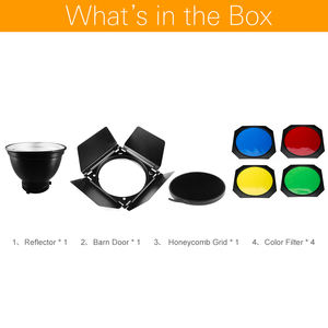 Godox BD-04 باب الحظيرة العسل الشبكة 4 اللون تصفية + بوينس جبل معيار عاكس للاستوديو فلاش - Product Image 2