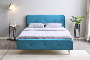 Cama blanda de tamaño completo doble europea, cama de tela con cajón de almacenamiento, marco de cama de lino - Product Image 3