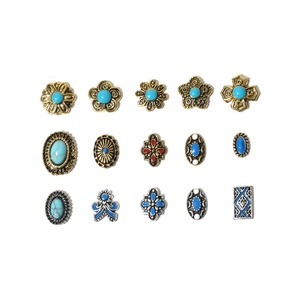 Accesorios de Uñas 3D de Metal con Diseño de Gota de Aceite, Estilo Chino Antiguo, Exquisitos y Fáciles de Combinar, en Dorado y Plateado con Pedrería, Venta al Por Mayor - Product Image 5