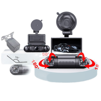 Caméra embarquée 4 canaux 4K personnalisée avec écran IPS 3 pouces, vision nocturne, fixation par ventouse, enregistreur DVR 360° avant/arrière/gauche/droite pour voiture WiFi S23Q