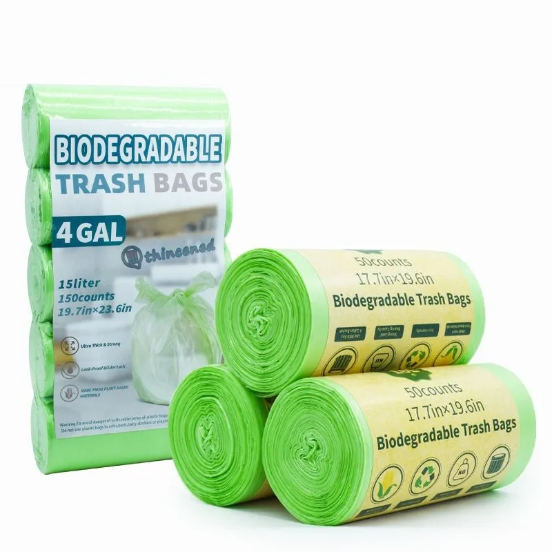 स्टॉक में पर्यावरण के अनुकूल गाढ़ा रोल्ड स्टार्च पीएलए पैकेजिंग बायोडिग्रेडेबल कचरा बैग