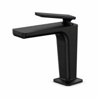 Keran Wastafel Terpasang di Dinding Grosir, Badan Kuningan Gagang Paduan Seng Hitam Doff Keran Mixer Air Panas Dingin untuk Kamar Mandi OEM