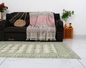 Indian <b>Boho</b> Kilim Style Cotton Dhurrie <b>Rug</b> Hand Block Printed Bedroom Area Carpet Home Decor - Product Image 3