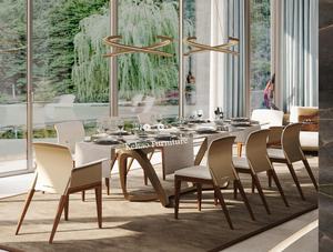 โต๊ะอาหารค่ำและเก้าอี้หนังอิตาเลียนสุดหรู6เก้าอี้รับประทานอาหารหรูหราชุดโต๊ะเฟอร์นิเจอร์ห้องรับประทานอาหารหินอ่อนที่ทันสมัย - Product Image 6