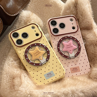 Nouvelle coque de téléphone en TPU+PC imperméable avec charge sans fil magnétique anti-chute à pois caramel pour 13/14/15/16/17 Pro Max