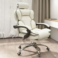Chaise de bureau exécutive moderne en cuir PU avec accoudoirs réglables et cadre en aluminium, pivotante et inclinable, pour chambre à coucher – En stock