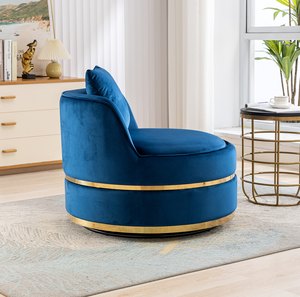 360 Degree Swivel Accent Chair Velvet Modern Upholstered Barrel Chair Over-Sized Soft Chair with Seat Cushion for Living Room - Product Image 4