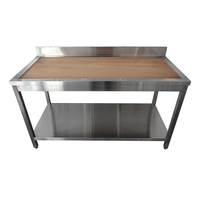 Chine Usine En Gros 304/201 Table De Travail Commerciale En Acier Inoxydable 2 Couches Table De Travail De Laboratoire Avec En Bois