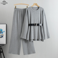 Ensemble 2 pièces tricoté Lumos pour femme, pull et pantalon, collection automne-hiver, vente en gros