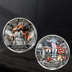 Moneta commemorativa 9/11 all'ingrosso - Moneta sfida 25° anniversario a tema 'Non dimenticare mai' - Product Image 1