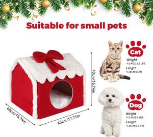 Noël chat <span class=keywords><strong>lit</strong></span> grotte nid maison chaton <span class=keywords><strong>cabane</strong></span> cachette pour petit chien ou lapin - Product Image 2