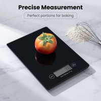Balance de cuisine numérique de haute précision 5 kg/1 g avec écran LCD en verre trempé 21x21 cm, 6 unités et fonction tare pour la pâtisserie à domicile