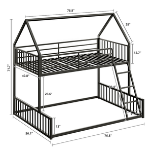 Cadre de lit en métal blanc pleine taille avec barrière et étagères – Design élégant pour chambre <span class=keywords><strong>à</strong></span> coucher - Product Image 2