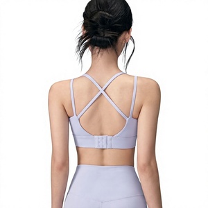 Soutien-gorge de sport pour femme, dos croisé, à boucle réglable, col carré, maintien élevé, rembourré, pour entraînement, yoga, Pilates et gym, vente en gros - Product Image 5