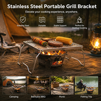 Gril de camping portable amélioré en acier inoxydable 304 robuste avec grille pliable et sac de transport, grande taille pour le camping