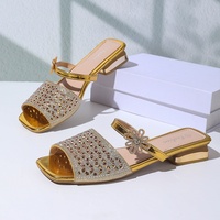 Sandales plates à paillettes pour femmes, style décontracté transfrontalier, nouveau style euro-américain, à une bride, pour la plage, en plastique