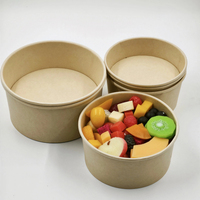 Bol à salade jetable en pulpe de bambou de 500 ml avec couvercle, récipient alimentaire à emporter
