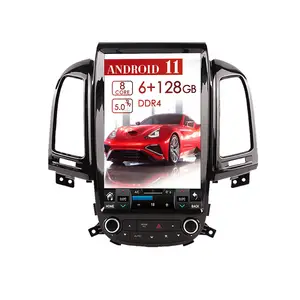 ตัวรับสัญญาณวิทยุหน้าจอเทสลา128G แอนดรอยด์11,สำหรับ Hyundai Santa Fe ปี2006-2012ระบบนำทางวิดีโอมัลติมีเดียสำหรับรถยนต์