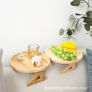Bandeja redonda de bambú de 25 cm, plato de servir para escritorio, para té, frutas y almacenamiento. - Product Image 3