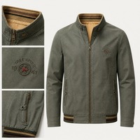 Veste de travail réversible personnalisée pour homme, 100 % coton, col montant, fermeture éclair, bordure côtelée, logo OEM, vente en gros, usine