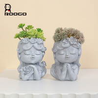 Roogo Ciment Couleur Bouquet Mini Jardinage Maison Ciment Couleur Résine Fleur Fée Pot DIY Bonsaï Artisanat Cadeaux Vase Décoratif