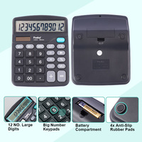 Calculatrice électronique de bureau Foska à 12 chiffres avec grand écran LCD, double alimentation (solaire et pile), boutons sensibles pour le bureau