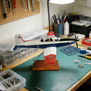 Aereo da addestramento in resina Tongde PC-9, modello di caccia 1/34 da 30 cm con simulazione, dimensioni e logo personalizzabili, oggetto da collezione artistico - Product Image 4