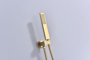Grifo mezclador de ducha de baño de oro negro contemporáneo, patrón de pulverización de lluvia suave montado en la pared integrado oculto - Product Image 3