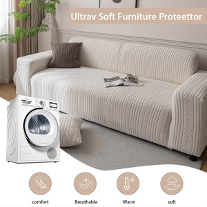 Fleece <b>Sofa</b> <b>Cover</b> 145-185CM Jacquard Pattern All Season Cat Scratch Resistant Slipcover - Product Image 5